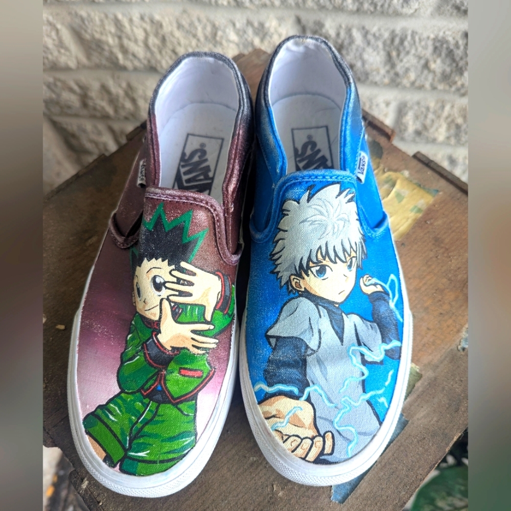 Custom Anime Kids Slip-On Shoes Hunter X Hunter Vans Size 6.5 Women's